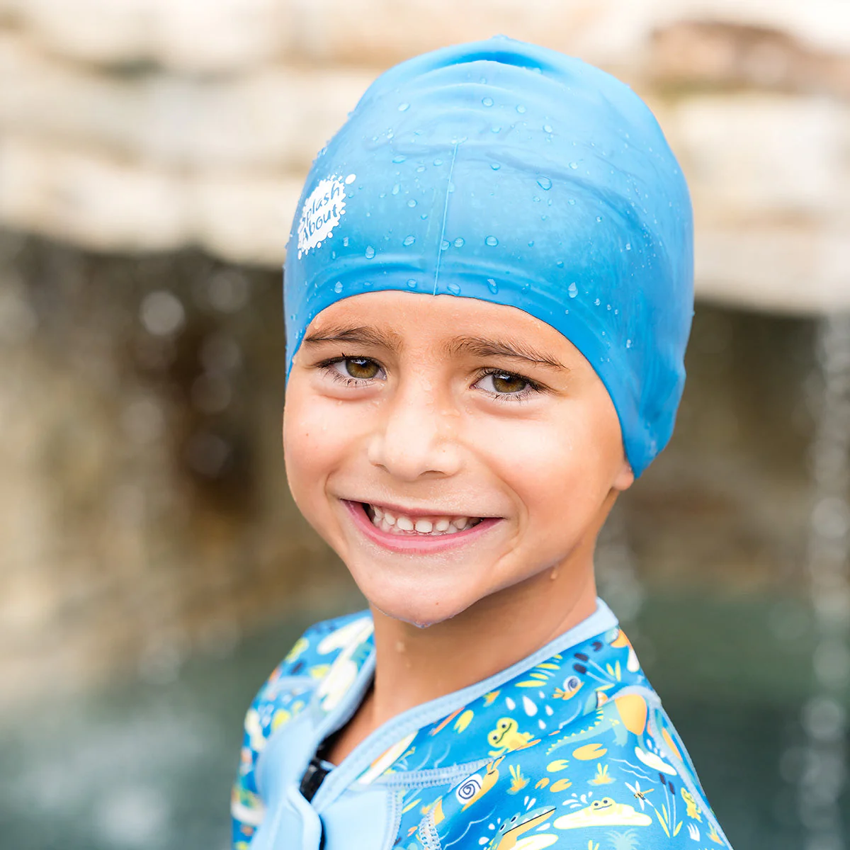 Blue Junior Silicone Swim Hat (4 to 12 years) - Image 3