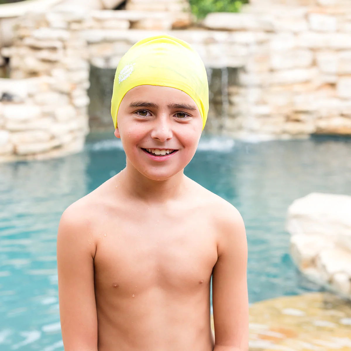 Lime Junior Silicone Swim Hat (4 to 12 years) - Image 2