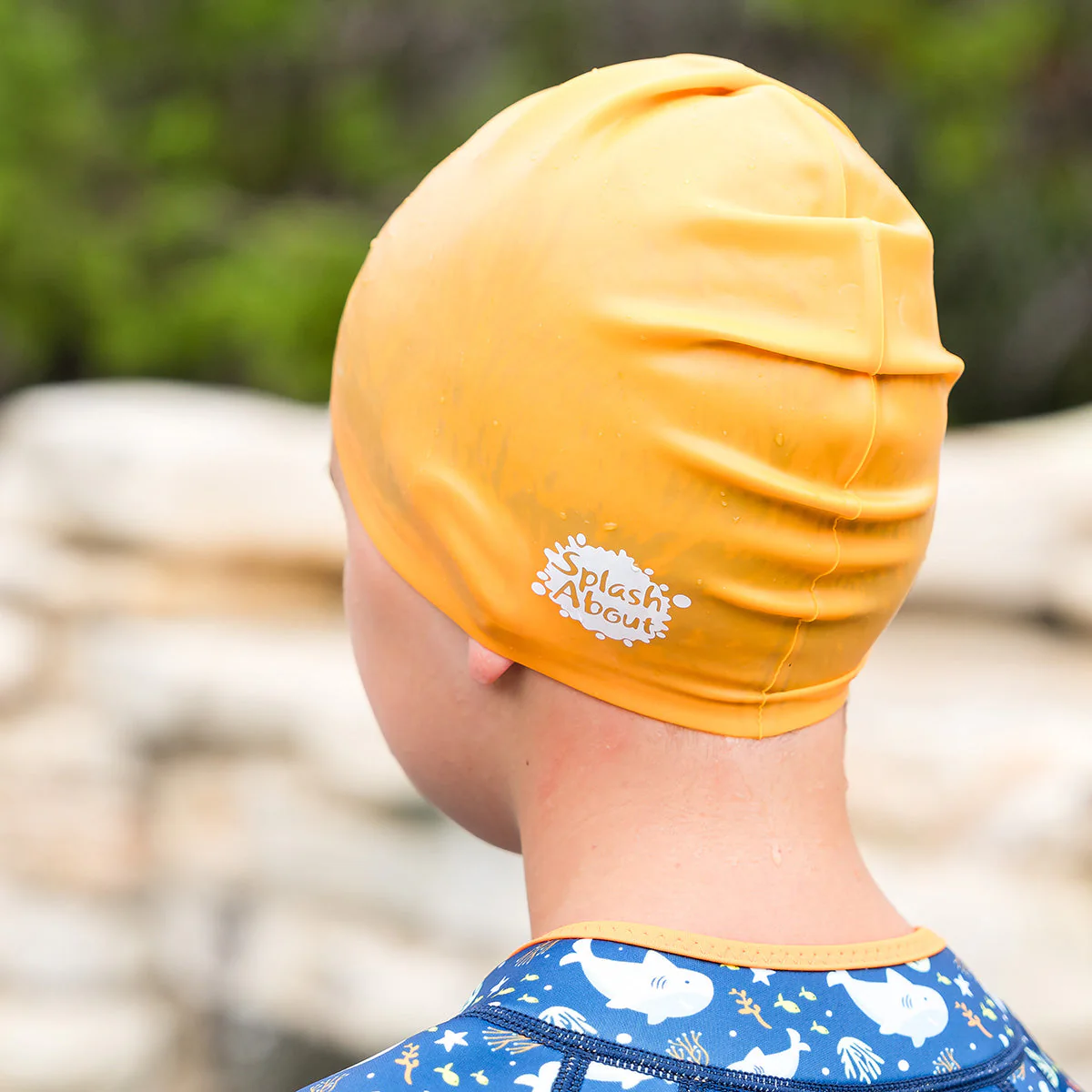 Orange Junior Silicone Swim Hat (4 to 12 years) - Image 2