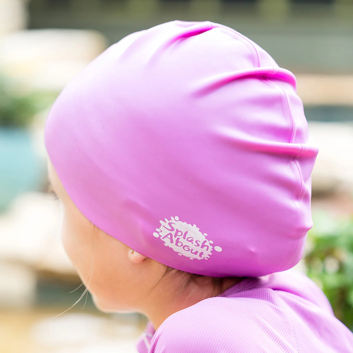 Purple Junior Silicone Swim Hat (4 to 12 years) - Image 4