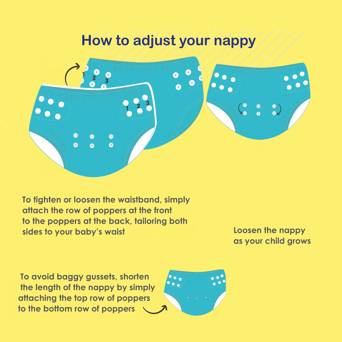 Size Adjustable Blue Under Nappy Wrap - Image 6